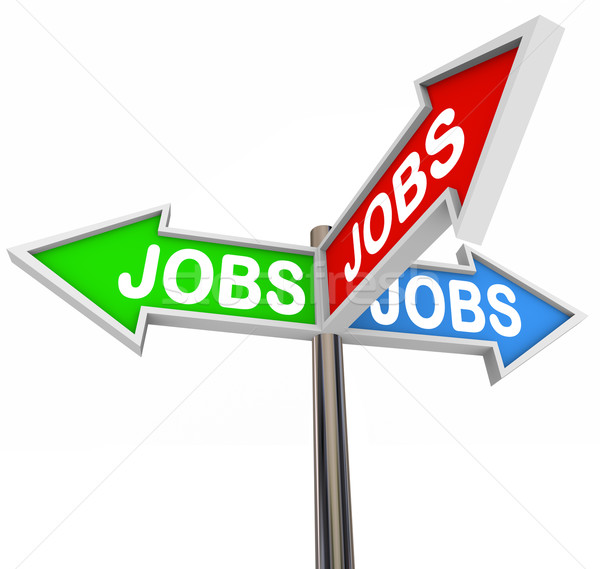 Jobs Street Signs Pointing Way to New Job Career Stock photo © iqoncept