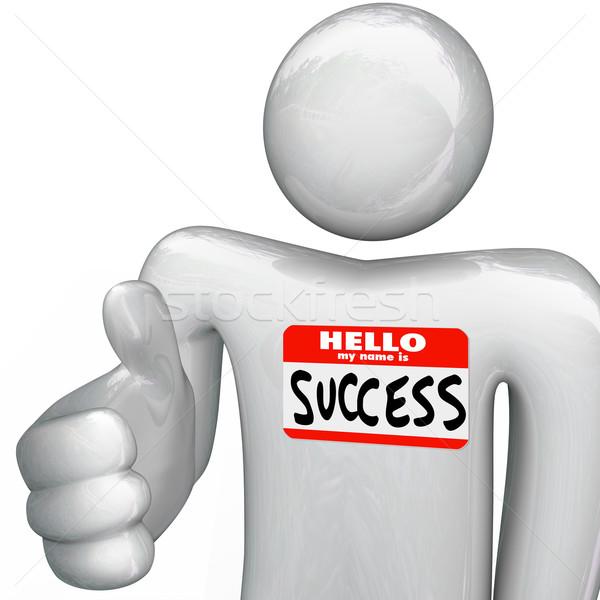 Hello My Name is Success Nametag Person Handshake Stock photo © iqoncept