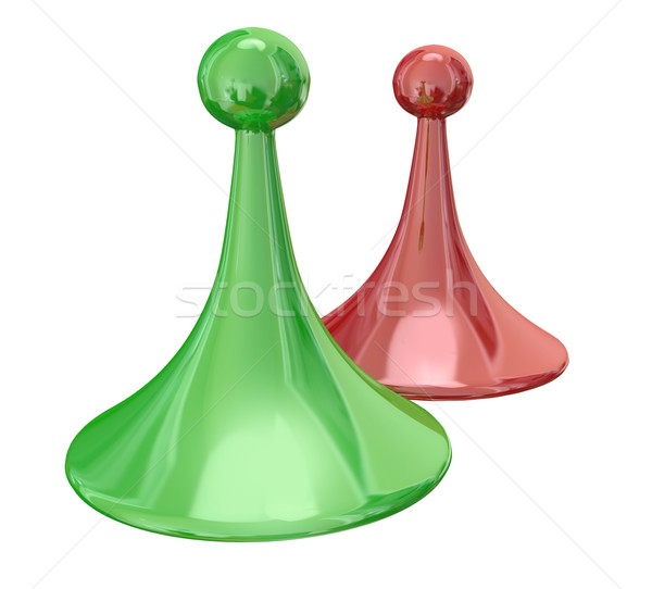 Green Red Two Game Pieces Compete Tie Share Winning  Stock photo © iqoncept