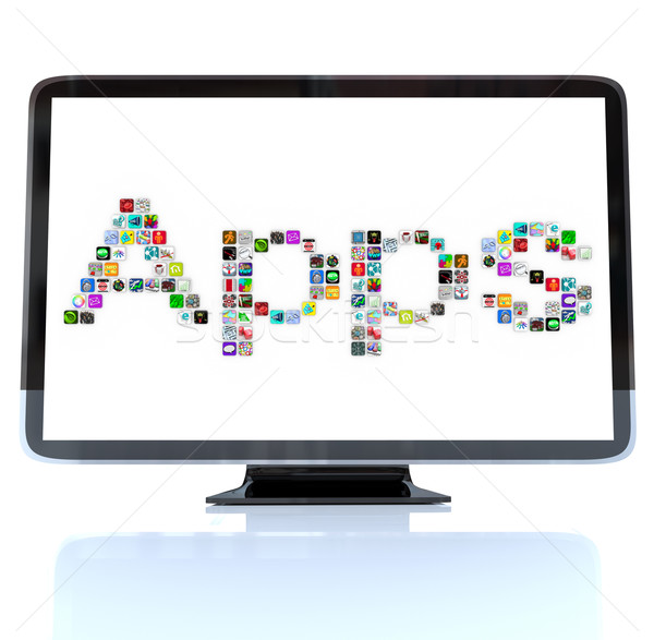Apps Word Icons on Television Screen Stock photo © iqoncept
