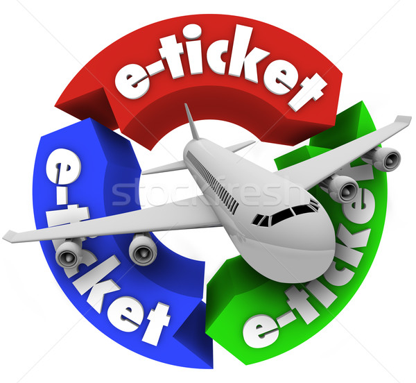 E-Ticket Airplane Travel Book Flight for Vacation or Business Stock photo © iqoncept