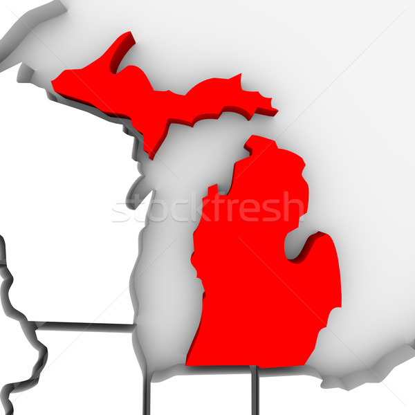 Michigan mapa 3d render abstrato fundo branco Foto stock © iqoncept