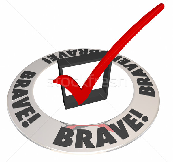 Stock photo: Brave Courageous Confident Check Mark Box Word Ring 