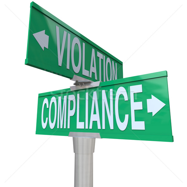 Compliance Vs Violation Street Road Sign Direction Advice Follow Stock photo © iqoncept