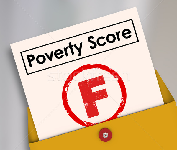Poverty Score F Grade Report Card Failure Hunger Poor Conditions Stock photo © iqoncept