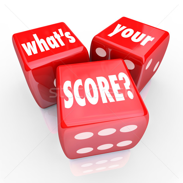 What's Your Score Three 3 Red Dice Credit Rating Level Grade Stock photo © iqoncept