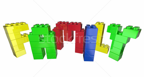 Family Toy Blocks Letters Word 3d Illustration Stock photo © iqoncept