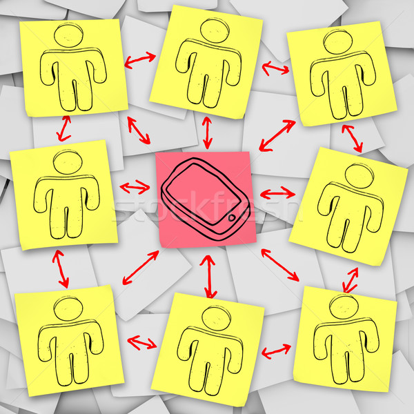 Smart Phone Network Connections - Sticky Notes Stock photo © iqoncept