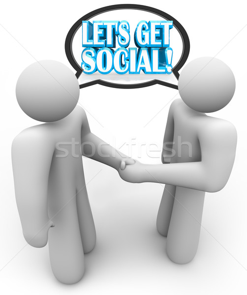 Let's Get Social Two People Meeting Talking Handshake  Stock photo © iqoncept