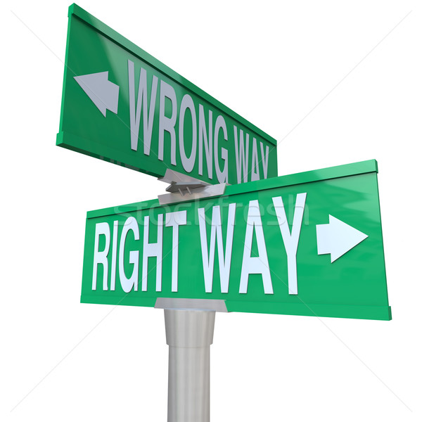 Right vs Wrong Way - Two-Way Street Sign Stock photo © iqoncept