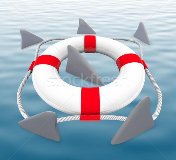 Shark FIns Circling Life Preserver Stock photo © iqoncept