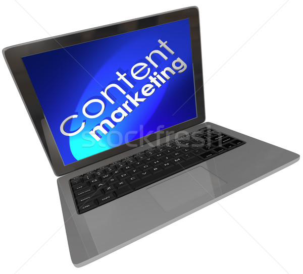 Continut marketing laptop on-line digital client Imagine de stoc © iqoncept