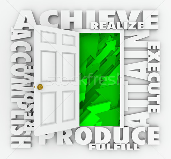 Achieve Word Door Accomplish Goals Successful Mission Stock photo © iqoncept