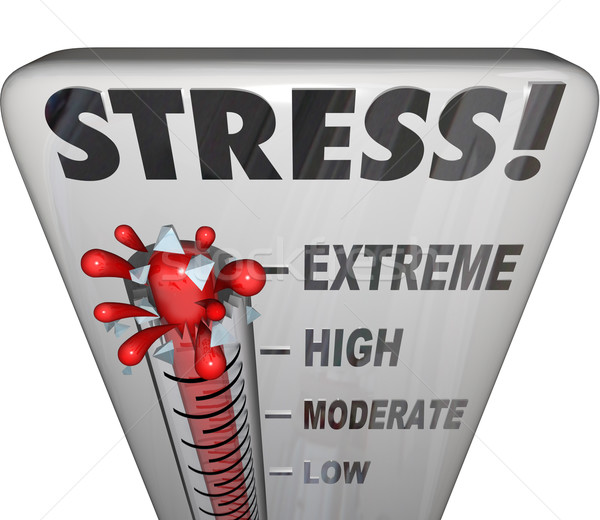 Stressz hőmérő lenyűgöző munka rakomány szó Stock fotó © iqoncept