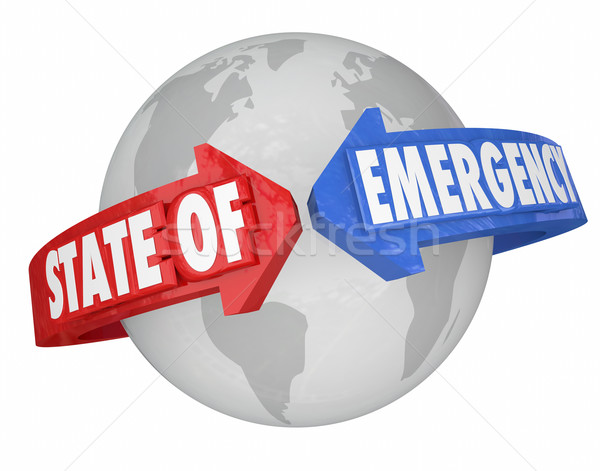State of Emergency Arrows Around World International Global Cris Stock photo © iqoncept
