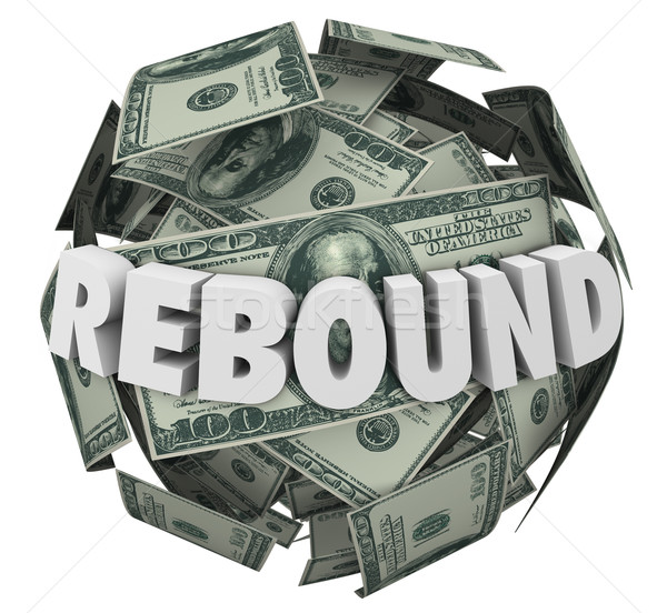 Stock photo: Rebound 3d Word Money Cash Ball Sphere Increase Improve Investme