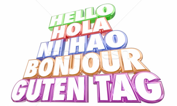 Hello üdvözlet bemutatkozás nyelvek szavak 3D Stock fotó © iqoncept