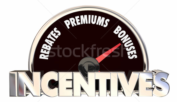 Incentives Rebates Premiums Bonus Offers Speedometer 3d Illustra Stock photo © iqoncept