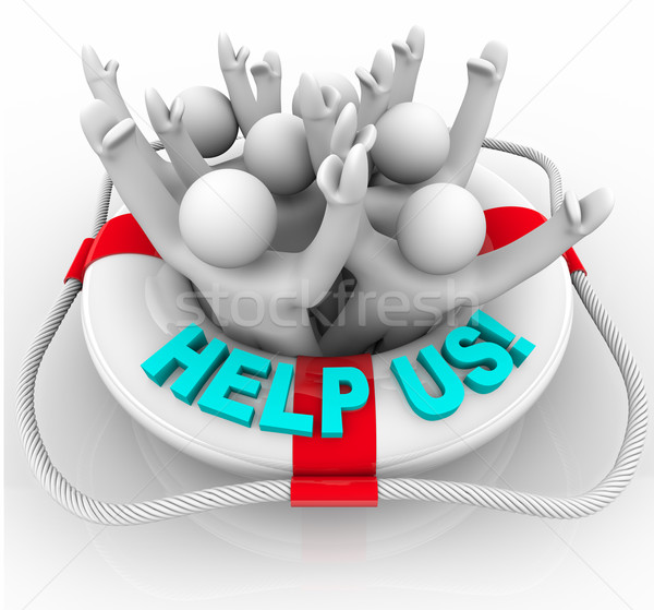 Help Us - People in Life Preserver Stock photo © iqoncept