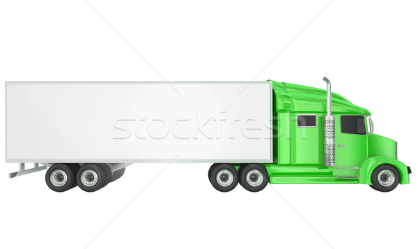 Green 18 Wheeler Class 8 Truck Blank Copy Space Trailer Stock photo © iqoncept