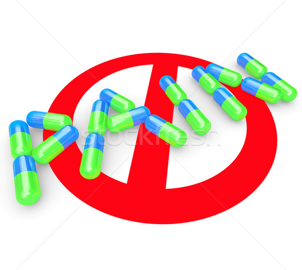 No Pain Word Pills Capsules Alleviate Painful Feeling Stock photo © iqoncept