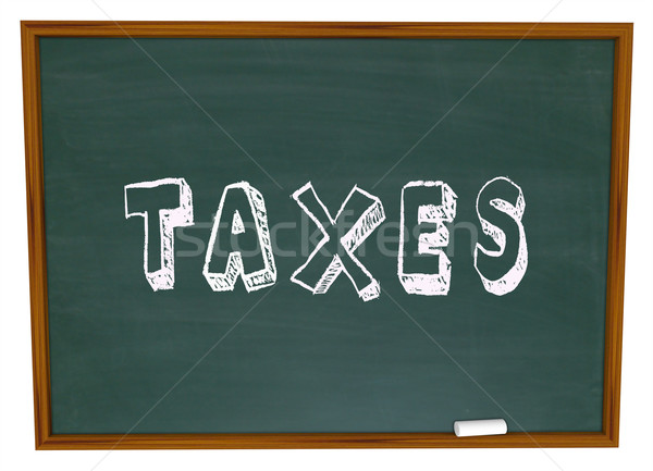 Tax Word Chalk Board Fiancial Money Lesson Taxes Advice Stock photo © iqoncept