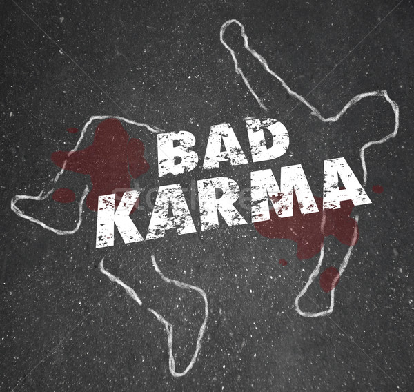 Bad Karma Chalk Outline Dead Body Violent Reaction Poor Treatmen Stock photo © iqoncept