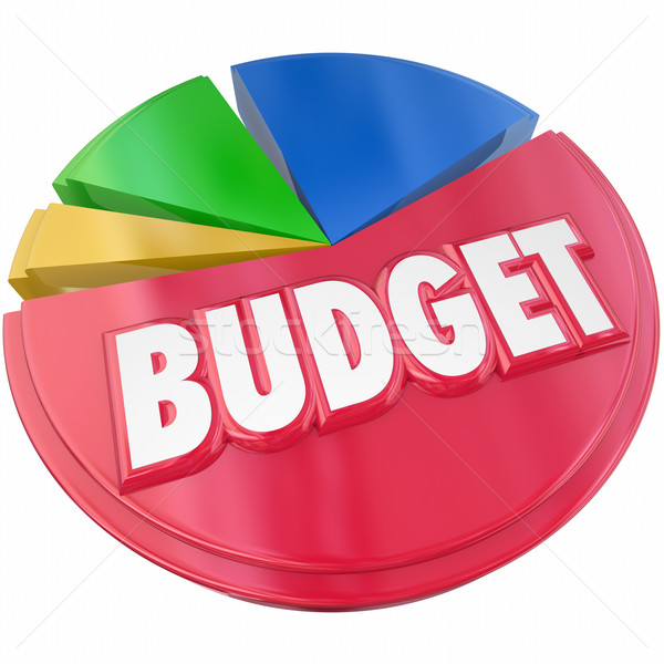 Stock foto: Budget · Tortendiagramm · Plan · Geld · Speichern · 3D