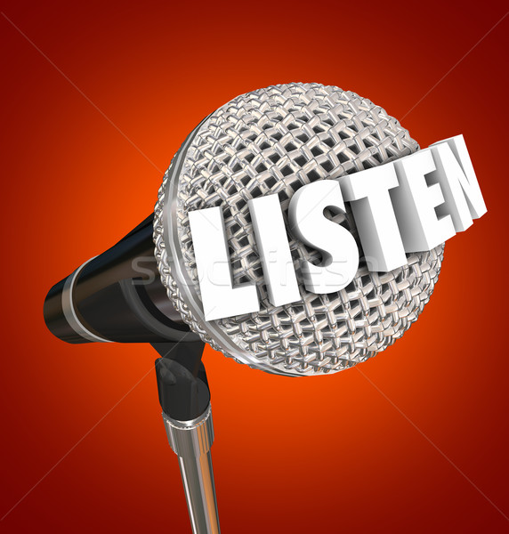 Listen Word Microphone Announcement Stage Speaker Pay Attention  Stock photo © iqoncept