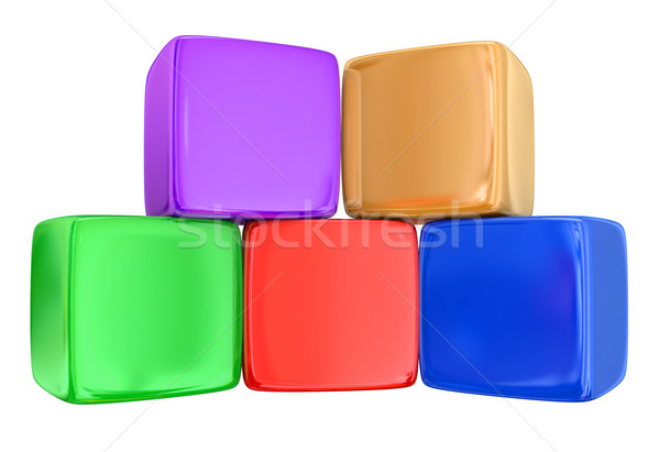 Five 5 Boxes Cubes Blocks Toys Stacked  Stock photo © iqoncept