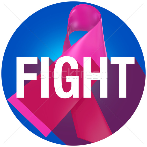 Fight Breast Cancer Pink Ribbon Symbol Long Shadow Word Stock photo © iqoncept