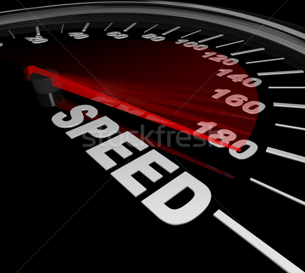 Stock photo: Speed Word on Speedometer Win Race Be Fast and Quick