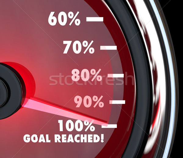 Speedometer Needle Hits 100 Percent Goal Reached Stock photo © iqoncept