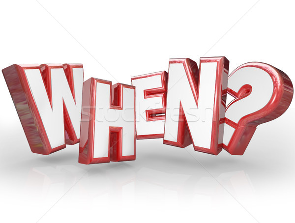 Stock photo: When 3D Question Word Red Letters Asking 