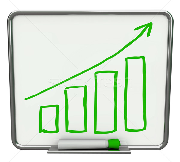 Stock photo: Growth Bars and Arrow on Dry Erase Board with Marker
