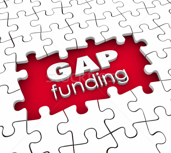 Stock photo: Gap Funding 3d Words Puzzle Pieces Hole Financial Need Shortfall