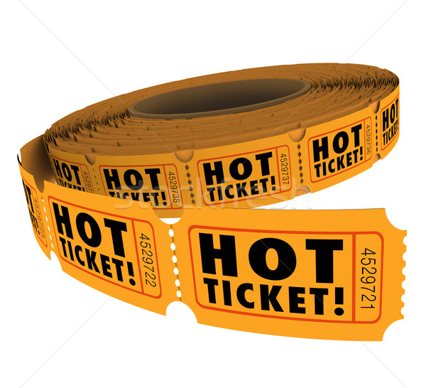 Stockfoto: Hot · ticket · rollen · woorden · populair · evenement