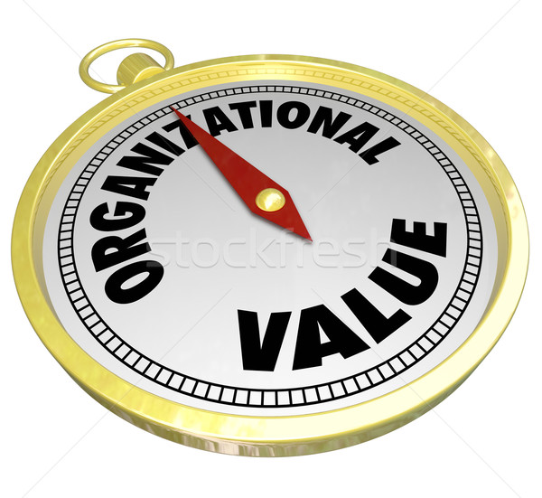 Stock photo: Organizational Value 3d Gold Compass Guide Worth Culture Ethics