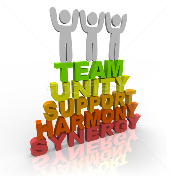 Stock photo: Teamwork - Team Members Stand on Words