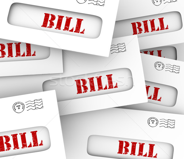 Bills Pile Overdue Payment Invoice Notices Budget Trouble Stress Stock photo © iqoncept