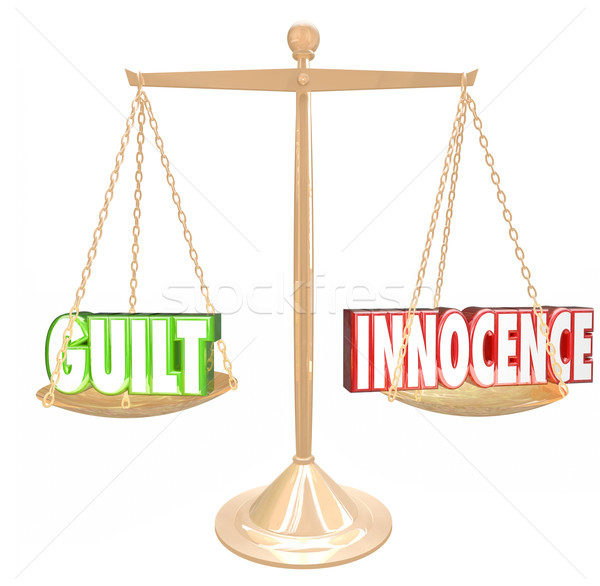 Schuld vs Unschuld 3D Worte Gold Stock foto © iqoncept
