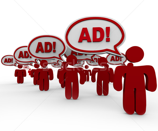 Advertising Overload - Many Sellers Say Ad in Speech Clouds Stock photo © iqoncept