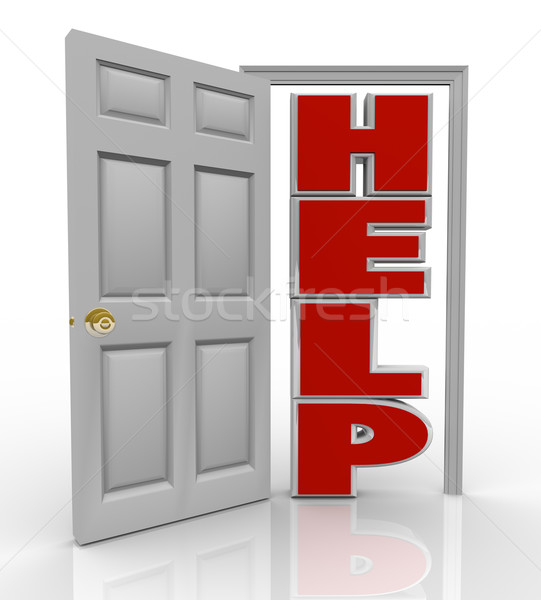 ヘルプ ドア 開設 サポート 白 ストックフォト © iqoncept