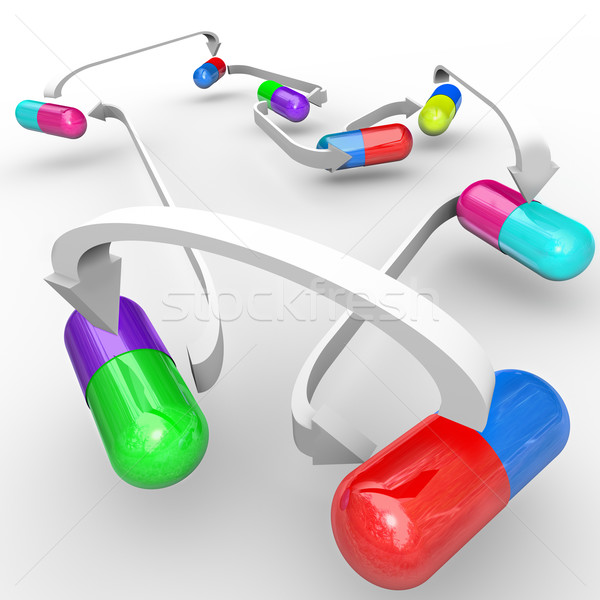 Medicine Drug Interactions Capsules and Pills Connected Stock photo © iqoncept