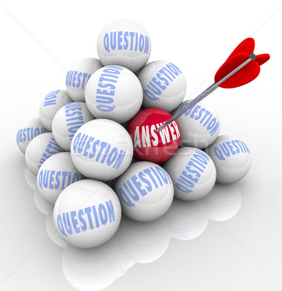 Stock photo: Questions and Answer Pyramid Arrow Target Word on Ball