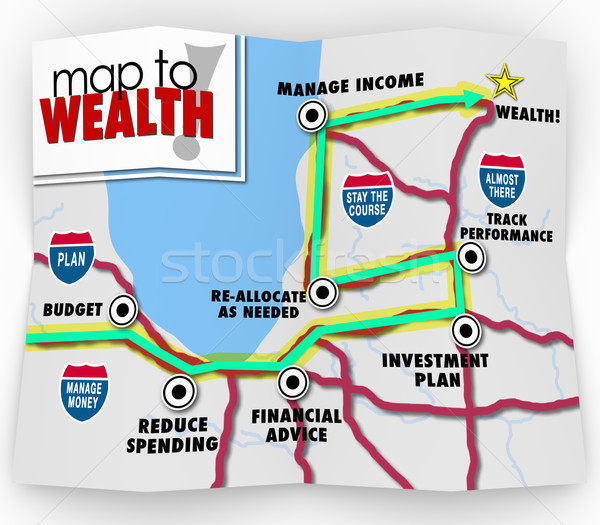 Térkép vagyon pénzügyi tanács takarékosság pénzkeresés jövedelem Stock fotó © iqoncept