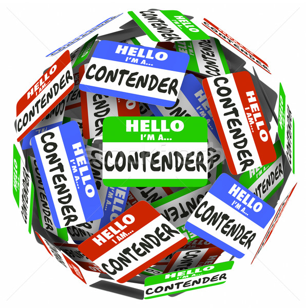 Contender Word Name Badge Tag Sphere Compete Job WIn Game Stock photo © iqoncept