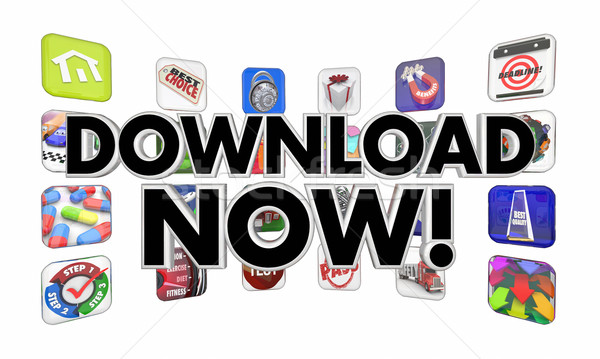 Descargar ahora aplicaciones móviles software 3d Foto stock © iqoncept