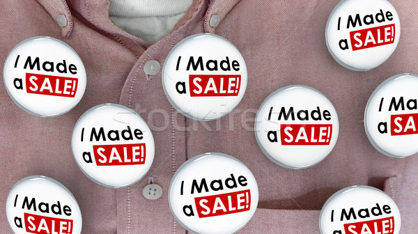 I Made a Sale Buttons Pins Selling Deal Salesman 3d Illustration Stock photo © iqoncept