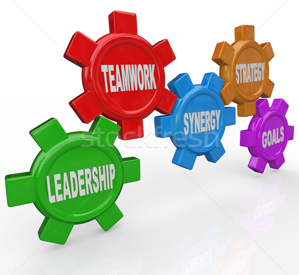 Gears - Leadership Teamwork Synergy Strategy Goals Stock photo © iqoncept